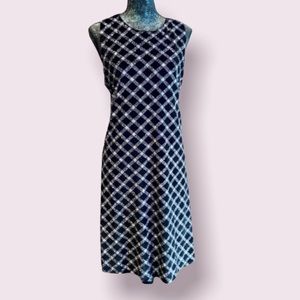 Anne Klein Black Velvet Sleeveless Dress with Silver Diamond Pattern